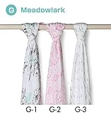 aden + anais (エイデンアンドアネイ) おくるみ 3枚セット バンブー SILKY SOFT ブランケット スワドル 出産祝い 【並行輸入品】 G Meadowlark