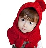 京都おかげさまで 選べるカラー 赤ずきんちゃん風 ニット帽 ポンチョ ベビー ＆ キッズ 用 (レッド)