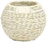 【ビニール付き】 ツイスト加工バンブー製 テマリ型アレンジ L 白 (φ16×13cm) 362-007W