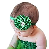 miugle Baby Girl 's Glitterヘッドバンドwithリボン、グリーン、14 " Girth