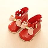 Kishiya子供　短靴　女の子　ちょう结び　カワイイ　雨靴　通気　 (13.8ｃｍ, レッド)