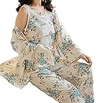 SAM&co (サムアンドコー) 授乳パジャマ ３点セット 授乳口付き 綿 M~3XL 花柄 (XL)