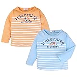 (オレンジ/95cm)子供服 女の子 Tシャツ 長袖 ロゴプリント ボーダー 女児 ベビー