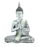 Benzara Poly Stone Sitting Buddha Assorted with Silver Finish