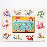 Takefuns 木製　パズル　子供　知育玩具　海の動物　教育用　幼児教育　創造力　就学前　ウッド　多色　ギフト　誕生日プレゼント　海洋