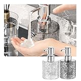 ELECTRO-WEIDEWORLD ハンドソープ 泡 詰め替えボトル 300ml 2個セット 手動 ソープディスペンサー 中身見える ポンプディスペンサー ソープボトル 容器 シャンプーボトル お風呂 透明 クリア カラー おしゃれ 高級 新生活 (300ml泡タイプ、丸形2個)