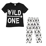 Ochine 新生児　幼児　キッズ　短袖　Tシャツ+パンツ　2点セット　男女兼用　コットンブレンド　かわいいプリント　子供服　カバーオール　出産祝い　70 80 90 100 4-18月設定