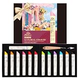PHOENIX 春日花柄カラー オイルパステル - 12 色 37ml 大容量 柔らか水溶性オイルパステル 絵刀付き - アーティスト向け