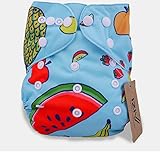 iZiv新生児1厚いおむつ付きオーガニック幼児防水/調整/再利用可能/洗えるポケット布おむつのフィット赤ちゃん0.5-3歳(フルーツ)
