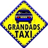 GRANDADS TAXI (like baby on board sign) Non Personalised novelty baby on board car window sign. by J
