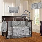 BabyFad Damask Grey 10 Piece Baby Crib Bedding Set by BabyFad