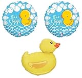 loonballoon Duck Rubber DuckyブルーイエローIt 's A Boyベビーシャワーパーティーマイラーバルーンセット