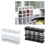 スパイスラック 調味料ラック 調味料入れ 保存容器 スパイスボトル＆ラック 4連セット TOWER タワー(ブラック)