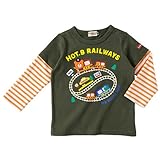 ホットビスケッツ(mikihouse) HOT-B☆RAILWAYS重ね着風長袖Ｔシャツ 120cm カーキ（37）