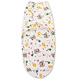 Swaddleme 新生児 おくるみ 寝袋 100%コットン かわいい 0－4ヶ月のベビー用 (サル)