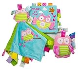 Best Baby Gift Bundle of 3 Pc Set: Oodles Owl Soft Book, Plush Rattle, and Baby's Blanket, Baby Show