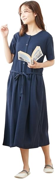 Nissen Maternity Loungewear, Pajamas, Maternity Wear, Nursing Clothes, Waffle Short Sleeve, 2-Way One-Piece Pajamas (Before and After Childbirth) - 1