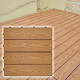 木の風合に抜群の耐候性 ウッディスケープ フロアパネル 木目調タイプ ライトブラウン 30cm角 9枚セット WPC-09-106-LBR