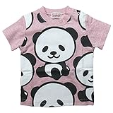 《初夏盛夏対応》 GARACH(ギャラッチ) 杢天竺PANDA総柄半袖Tシャツ 95cm /Pk NO.AH-1621309