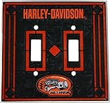 Harley Davidson Genuine Double Art-Glass Switch Plate Cover ハーレーダビッドソン®純正ダブルアートガラススイッチプレートカバー [並行輸入品