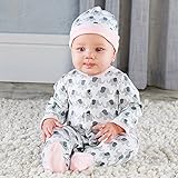 ベビーアスペン Baby Aspen 女の子用ピンクリトルピーナツぞうさん前開き足つきカバーオールxキャップ豪華2点セット(ギフトBOX入り) [並行輸入品]