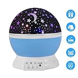 monilon Baby Night Light Moon Starプロジェクタ4 LED電球9ライトカラー変更360度回転ロマンチックLED常夜灯プロジェクタwith USBケーブルブルー