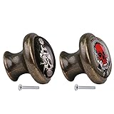 monkeyjack 2pcsスカルパターンヴィンテージメタルドアノブキャビネット引き出しビンドレッサー食器棚プルハンドルノブ家具ハードウェア# 2