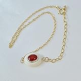 土佐沖血赤珊瑚 & 鹿の角 ブレスレット 14KGFチェーン