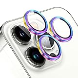 【3個セット】 対応 iPhone 13 Pro/iPhone 13 Pro Max カメラフィルム 保護カバー (3個) アルミ合金製＋AR高透過率強化ガラス レンズ全面保護 対応 アイフォン13プロ/アイフォン13プロマックス レンズフィルム 強化カメラ保護フィルム 黒縁取り 露出オーバー防止 全面吸着 高透過率、硬度9H、スクラッチ防止、飛散防止、指紋・汚れ防止、気泡ゼロ（カラフル）【FAMROLLS正規品】