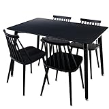 ダイニングセット 5点セット 選べるカラーバリエーション 15通り リプロダクト ポリプロピレン素材 4人掛け 幅120cm テーブル/ブラック チェア/ブラック
