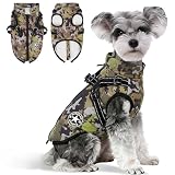 Anzentakai 犬服 冬【2025年冬の登場】軽量 綿服コート ハーネス付き 背中開き おしゃれ 牽引 夜間反射 暖かい ペット 猫 犬 服 冬 着脱簡単 裏起毛 犬の服 ベスト 防寒 防水 撥水 ジャケット リードリングあり 小型犬 中型犬 大型犬 お散歩（迷彩柄，2XL）