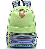 MissとMr 帆布リュック キャンバス デイパック リュック メンズ レディース通学 アウトドア 男女兼用 通学 通勤 遠足 旅行 花見 (グリーン)