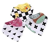 ビブ コットン ベビー よだれかけ 三角バンダナ 2ボタン式で調節可 お食事 エプロン 3枚セット 通気 新生児 男の子 女の子 出産祝い