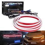 GZRUICA LED テープ フードライト LEDテープライト 流れるウインカー LED シーケンシャル 車用 防水 側面発光 極薄型 リモコン付き モード変更可能 シリコン ボンネットライト ディライト 汎用品 DC12V 1.2M レッド/アンバー切替