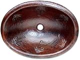Hammered Oval Palm Trees浴室銅シンク