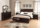Roundhill Furniture Brishland Storage Bedroom Set Includes Queen Bed Dresser Mirror and 2 Nighstands