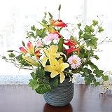 山久【母の日ギフト】グロリオサとカサブランカの大ぶりなアレンジ 1703-9067g 【CT触媒加工】【シルクフラワー】【造花】