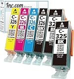 Inc.com BCI-326 (BK/C/M/Y) + BCI-325 (BK×2/ブラック) 互換 インク カートリッジ ６本セット 残