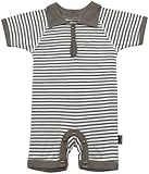 アリスボニー ボーダー柄半袖襟付ボディ 60cm ブラウン Z31392 日本製