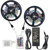 Ruanyi AC 100-240V 36W 10M（2x5M）3528 RGB LED、ストリップライト、防水24キーIRリモートコントローラ+ 10A電源アダプタ ( Size : EU plug