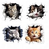 ZQX 車用デカール ねこ 可愛い 傷隠し ねこステッカー 日焼け止め 耐摩耗性 防水 車用デコレーション 3Dステッカー 4枚セット