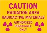 Brady 42860 Aluminum Radiation & Laser Sign, 10" X 14", Legend "Caution Radiation Area Radioactive M