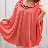 DORACOフード付き授乳ケープ　 360度安心のポンチョ型ナーシングケープ(コーラル)