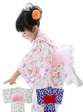 子供浴衣 サンドレス 3点セット 100-130cm (130㎝, 1:さくら白色)