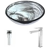 Mezzoシリーズdeco-glass容器シンクでエメラルドWisp with Enti蛇口でつや消しニッケル