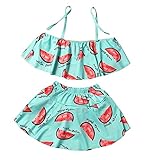 Cutelove ベビー水着　ガールズ　青い　キャミ　スカート　スイカ柄　可愛い　2点セット　夏　プリント