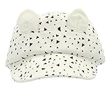 (コ-ランド) Co-land 帽子 ベビーキャップ キッズハンチング帽子 子供ハット 三角形プリント 耳付き ネコ模様 男女児 新生児 女の子 男の子 お出かけ 紫外線対策 ホワイト