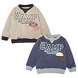 (ネイビー/90cm)ベビー服 男の子 トレーナー 長袖 裏ベロア ロゴプリント ワッペン 刺繍 男児 ベビー