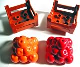 LEGO DUPLO 2 xダークオレンジDuploコンテナwooden-styleクレート+オレンジ+レッドFood FruitピラミッドLoose