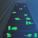 HYSENM ウォールステッカー 蛍光 ウオールシール 夜光 壁紙シール 蓄光ステッカー 子供部屋 ベビールーム 寝室 剥がせる ねずみ